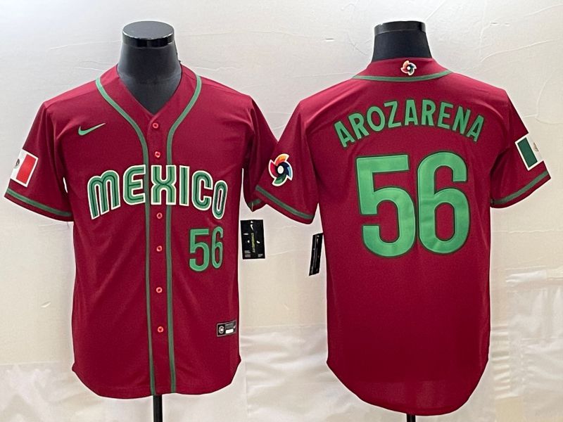 Men 2023 World Cub Mexico #56 Arozarena Red Nike MLB Jersey18->->MLB Jersey